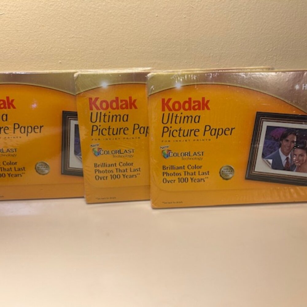 3 sealed packages of 20, Kodak Photo Paper, High Gloss, total 60 sheets, 4x6"